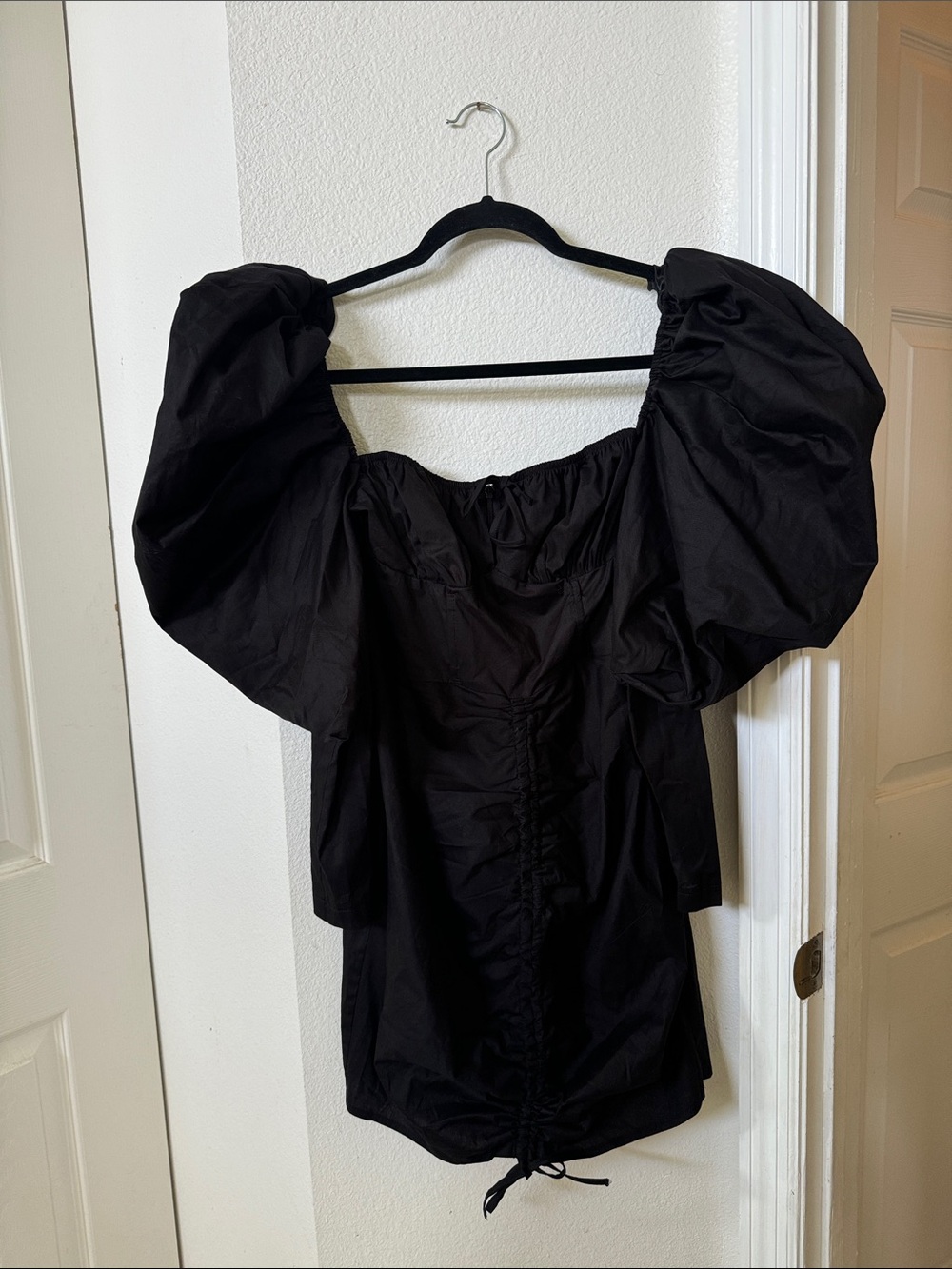 New!! ASOS Black Puff-Sleeve Square Neck Top